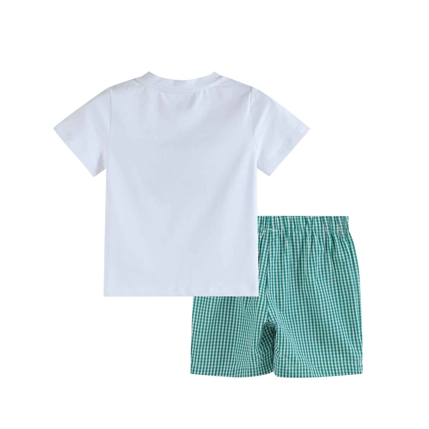 Pickleball T-Shirt and Green Gingham Shorts Set - Abbies Place