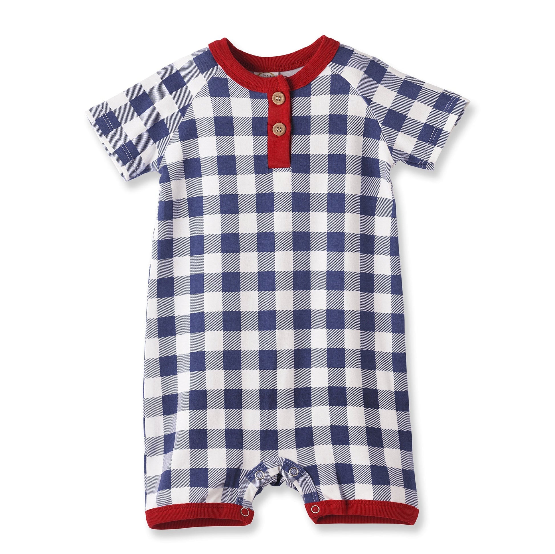 Picnic Plaid Bamboo Henley Shortall Romper for Baby Boys - Abbies Place