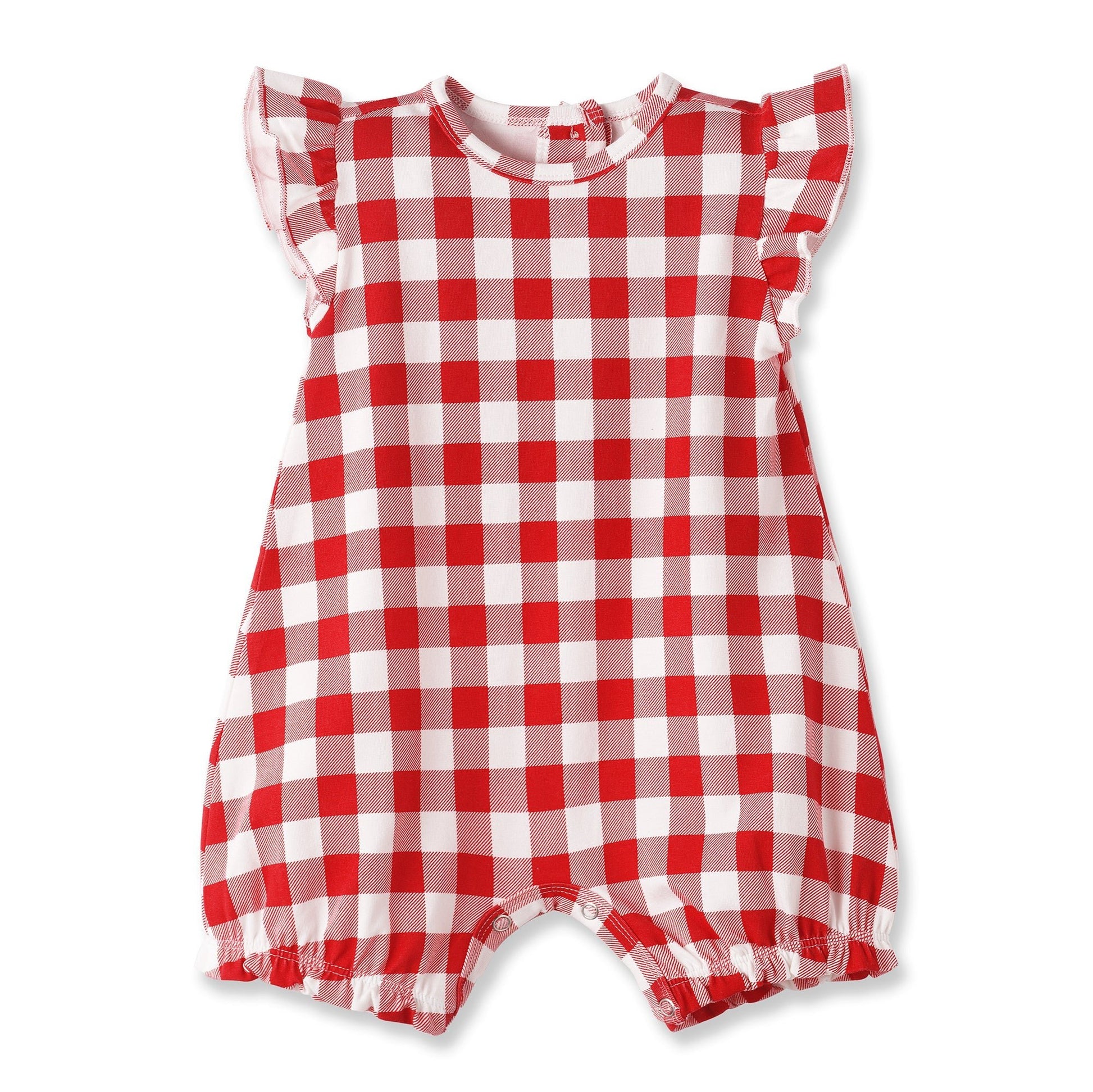 Picnic Plaid Soft Bamboo Bubble Romper for Baby Girls - Abbies Place