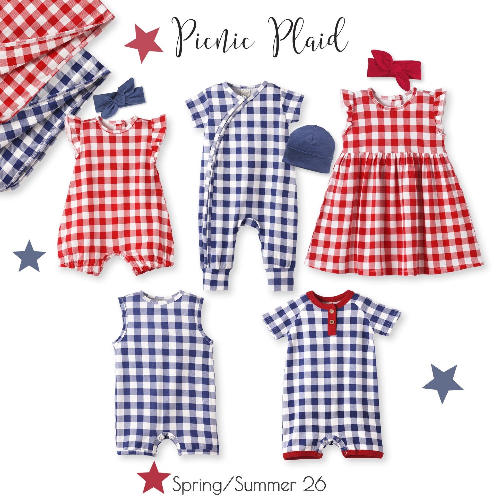 Picnic Plaid Soft Bamboo Bubble Romper for Baby Girls - Abbies Place
