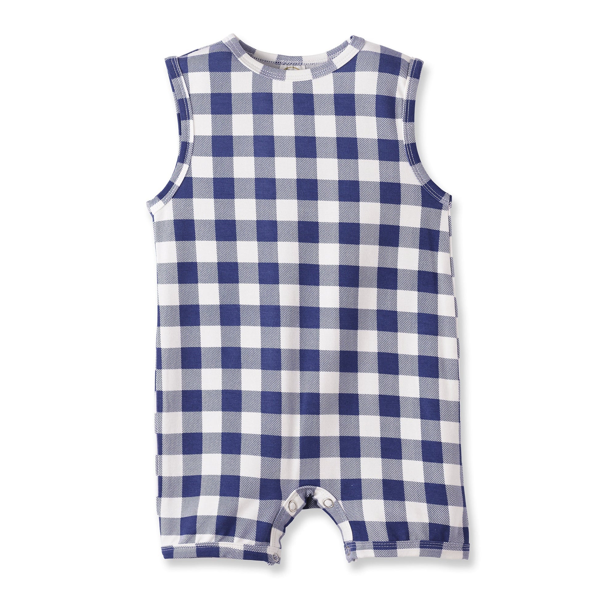 Picnic Plaid Soft Bamboo Sleeveless Baby Shortall Romper - Abbies Place