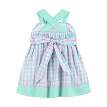 Load image into Gallery viewer, Pink and Aqua Seashell Smocked Sundress
