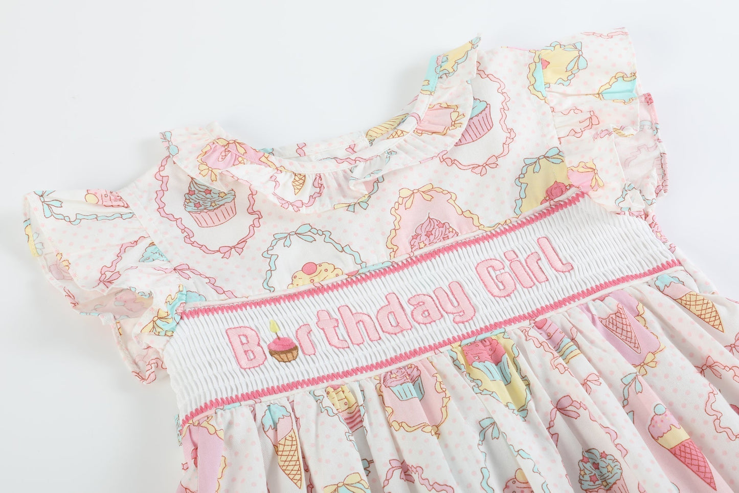 Pink and White Birthday Girl Smocked Dress - Abbies Place