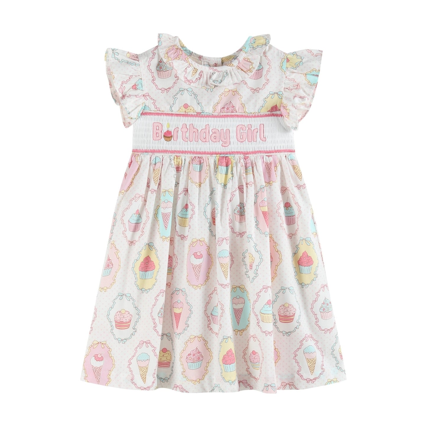 Pink and White Birthday Girl Smocked Dress - Abbies Place