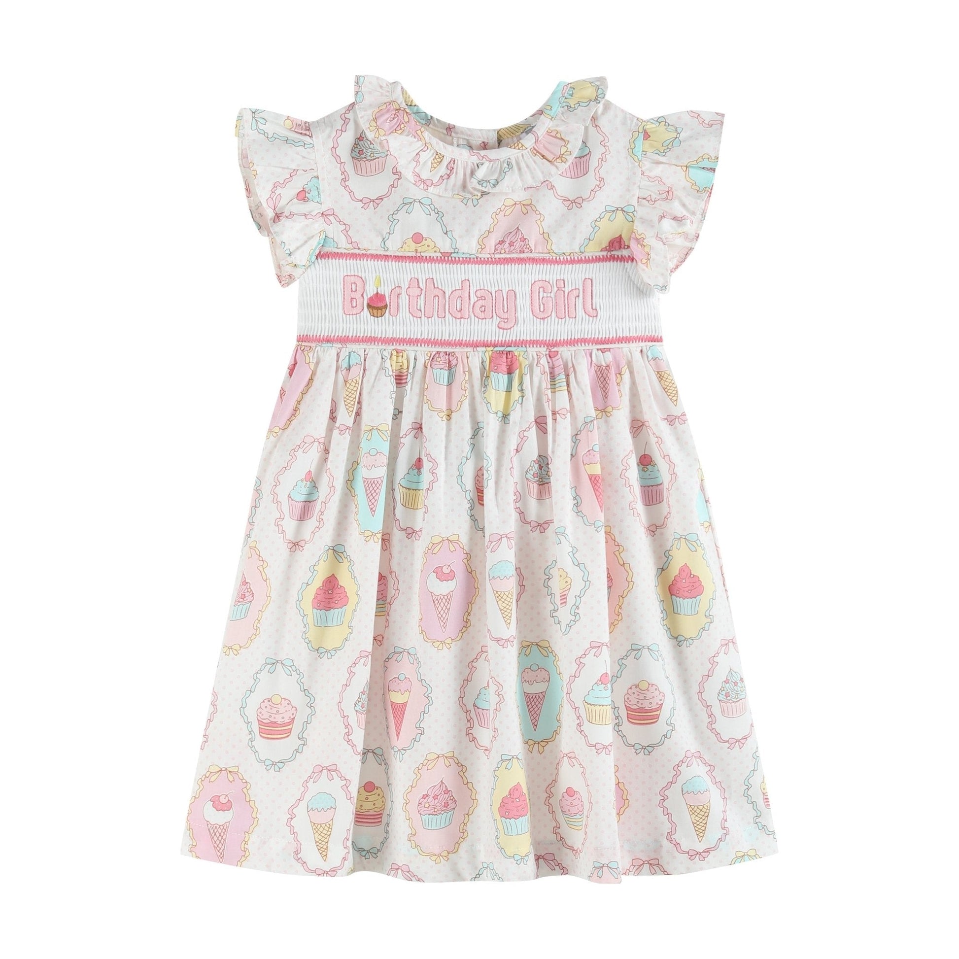 Pink and White Birthday Girl Smocked Dress - Abbies Place
