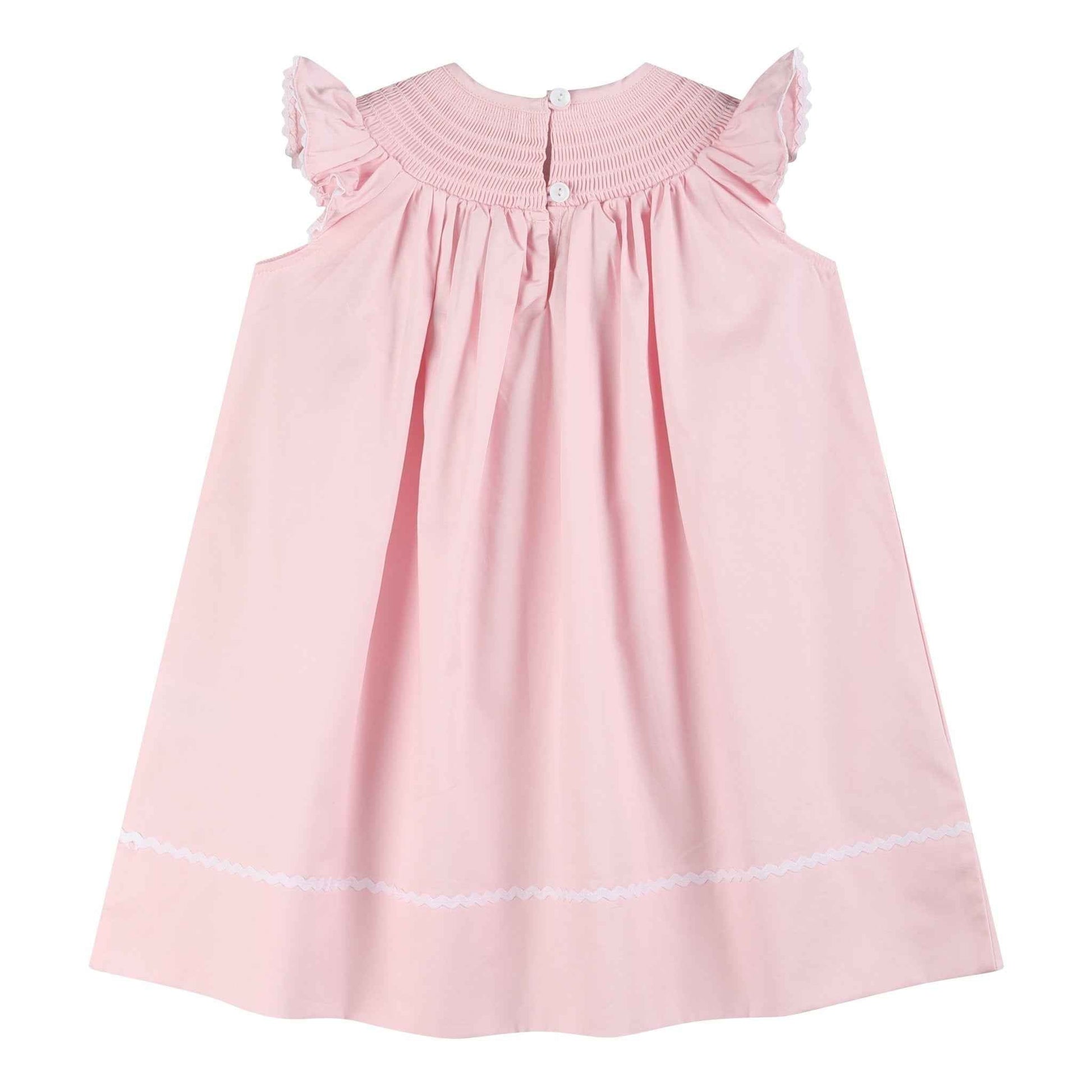 Pink and White Bows Smocked Bishop Dress - Abbies Place