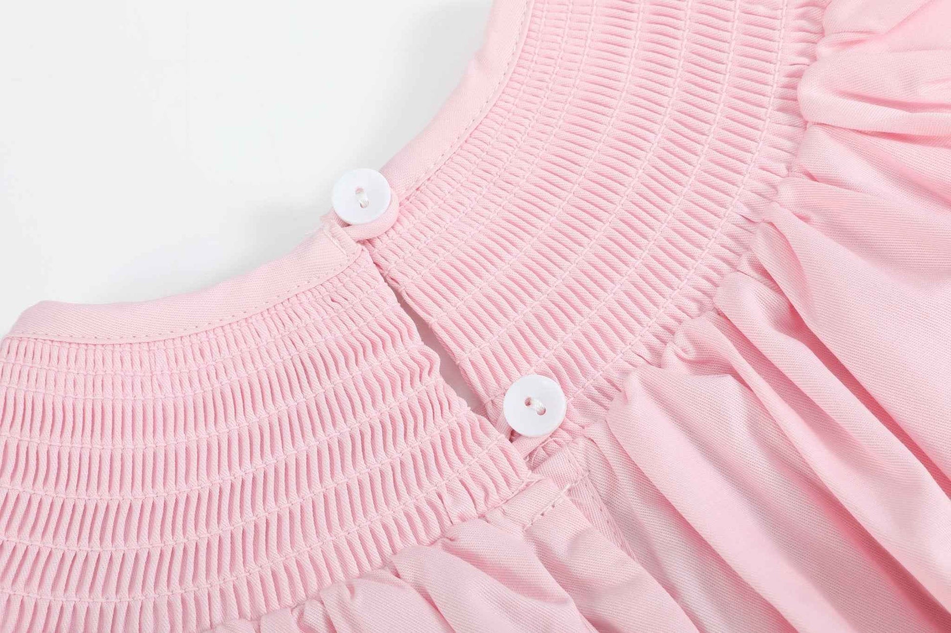 Pink and White Bows Smocked Bishop Dress - Abbies Place