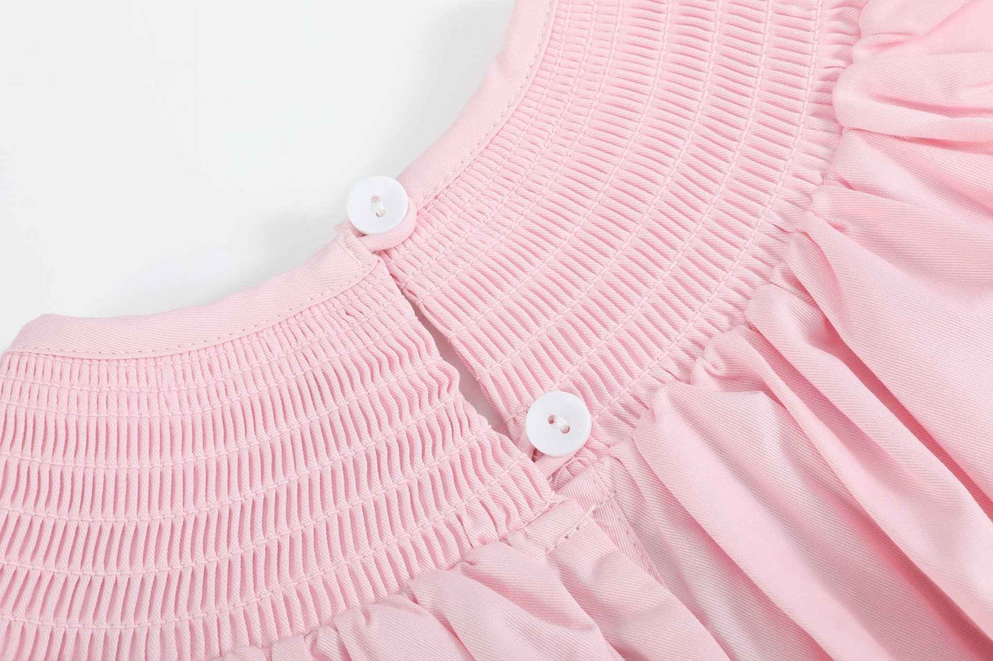 Pink and White Bows Smocked Bishop Dress - Abbies Place