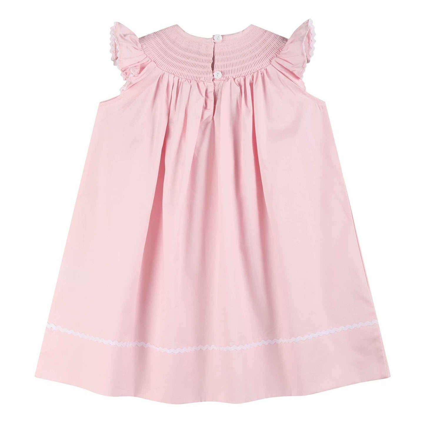 Pink and White Bows Smocked Bishop Dress - Abbies Place