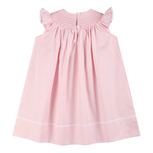 Load image into Gallery viewer, Pink and White Bows Smocked Bishop Dress
