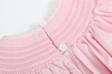 Load image into Gallery viewer, Pink and White Bows Smocked Bishop Dress
