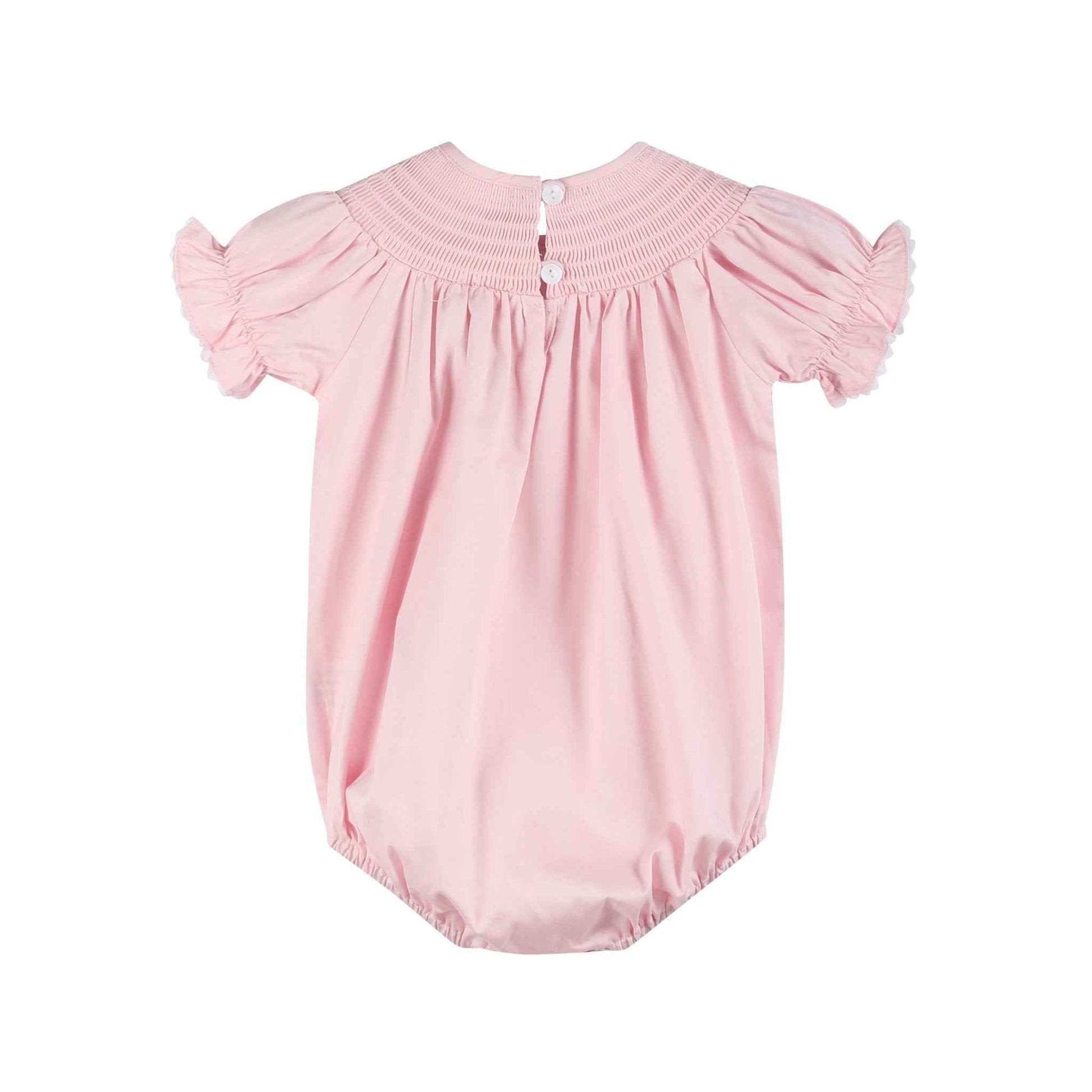 Pink and White Smocked Bubble Romper - Abbies Place