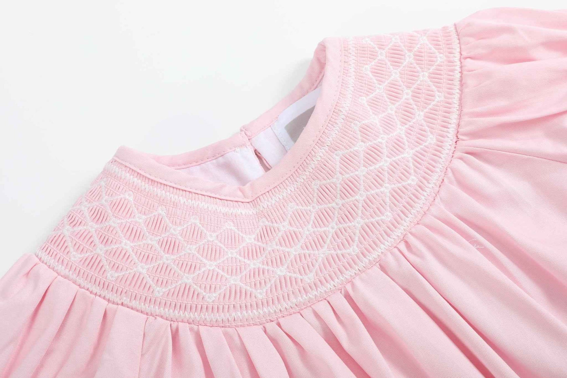 Pink and White Smocked Bubble Romper - Abbies Place
