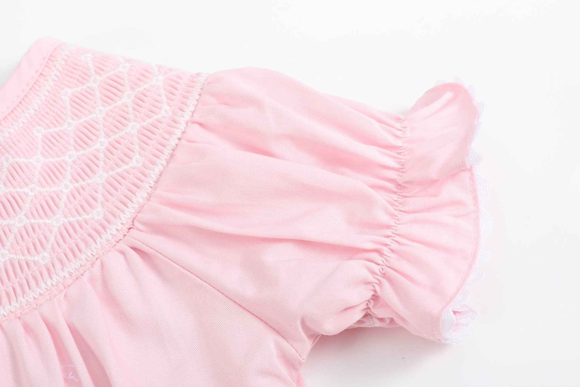 Pink and White Smocked Bubble Romper - Abbies Place