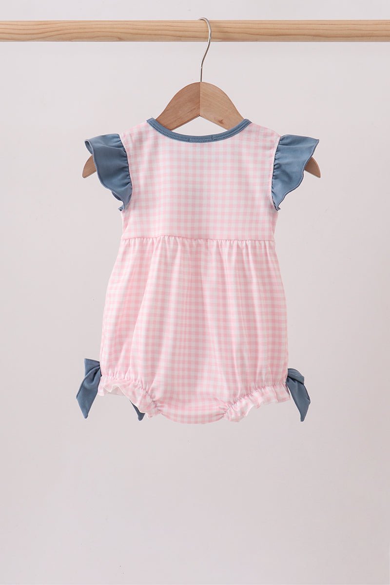 Pink Apple Plaid Embroidered Bubble - Abbies Place