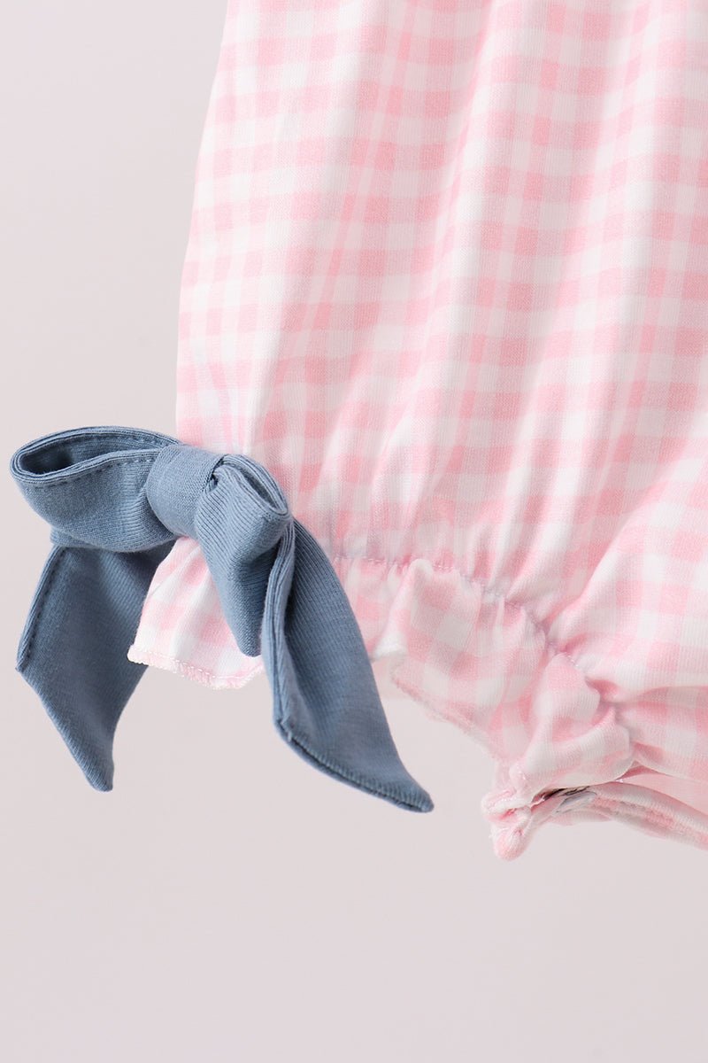 Pink Apple Plaid Embroidered Bubble - Abbies Place