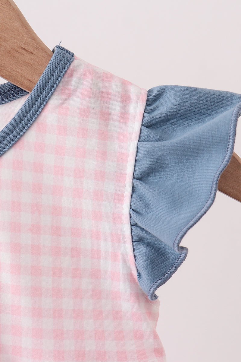 Pink Apple Plaid Embroidered Bubble - Abbies Place