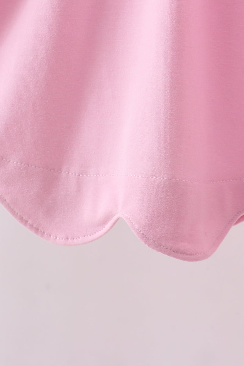 Pink big sister embroidery ruffle shorts set - Abbies Place