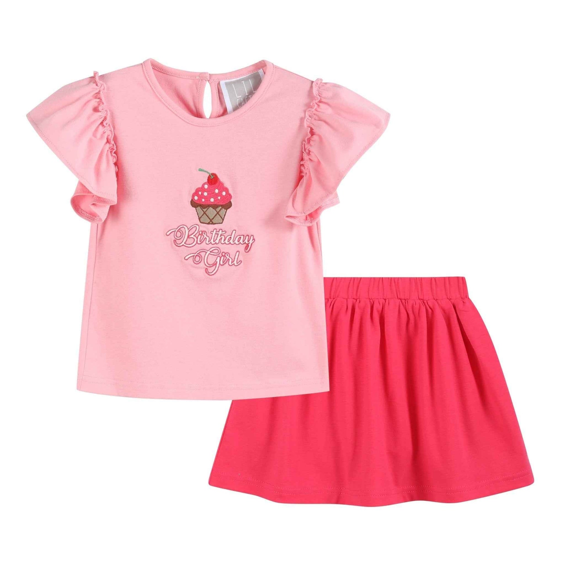 Pink Birthday Girl Ruffle Top and Skort Set - Abbies Place