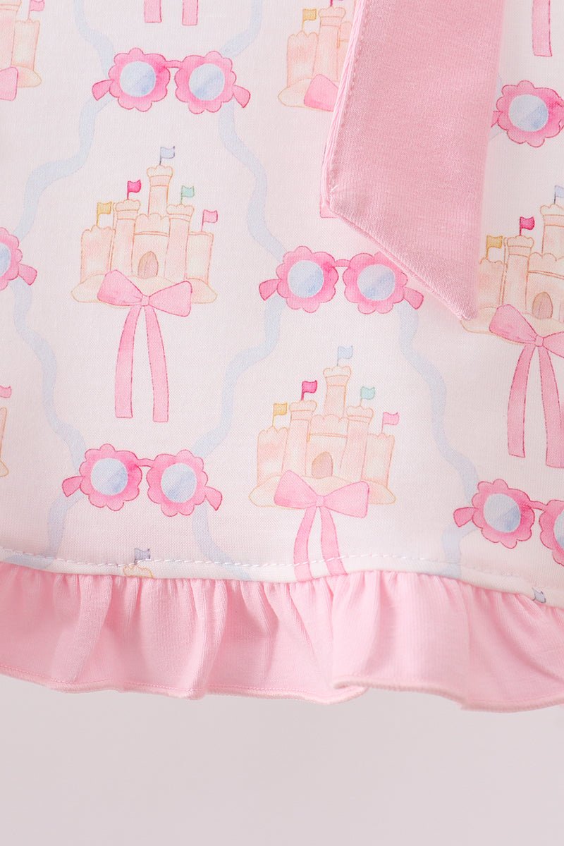Pink bow castle ruffle bloomer set - Abbies Place