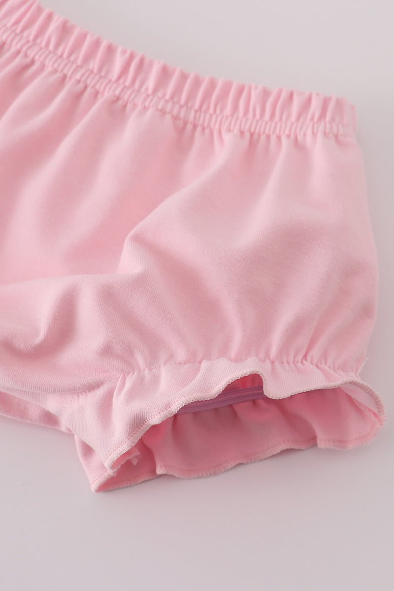 Pink Bow Embroidered Bow Bloomer Set - Abbies Place