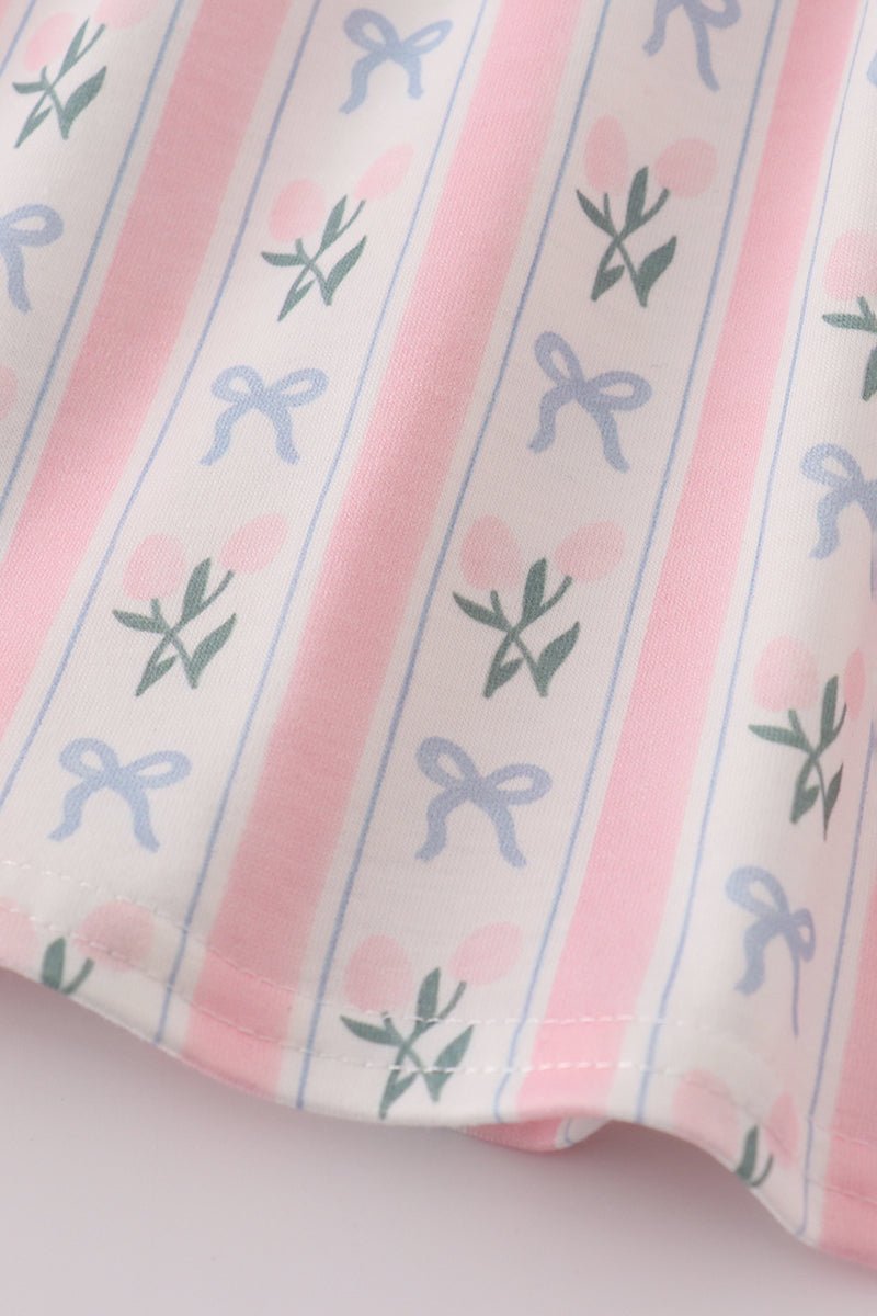 Pink Bow Embroidered Bow Bloomer Set - Abbies Place