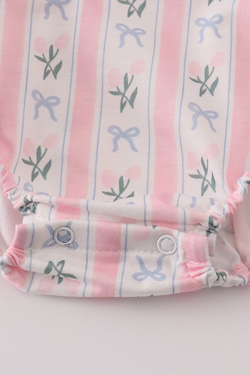 Pink Bow Embroidered Bow Bubble - Abbies Place