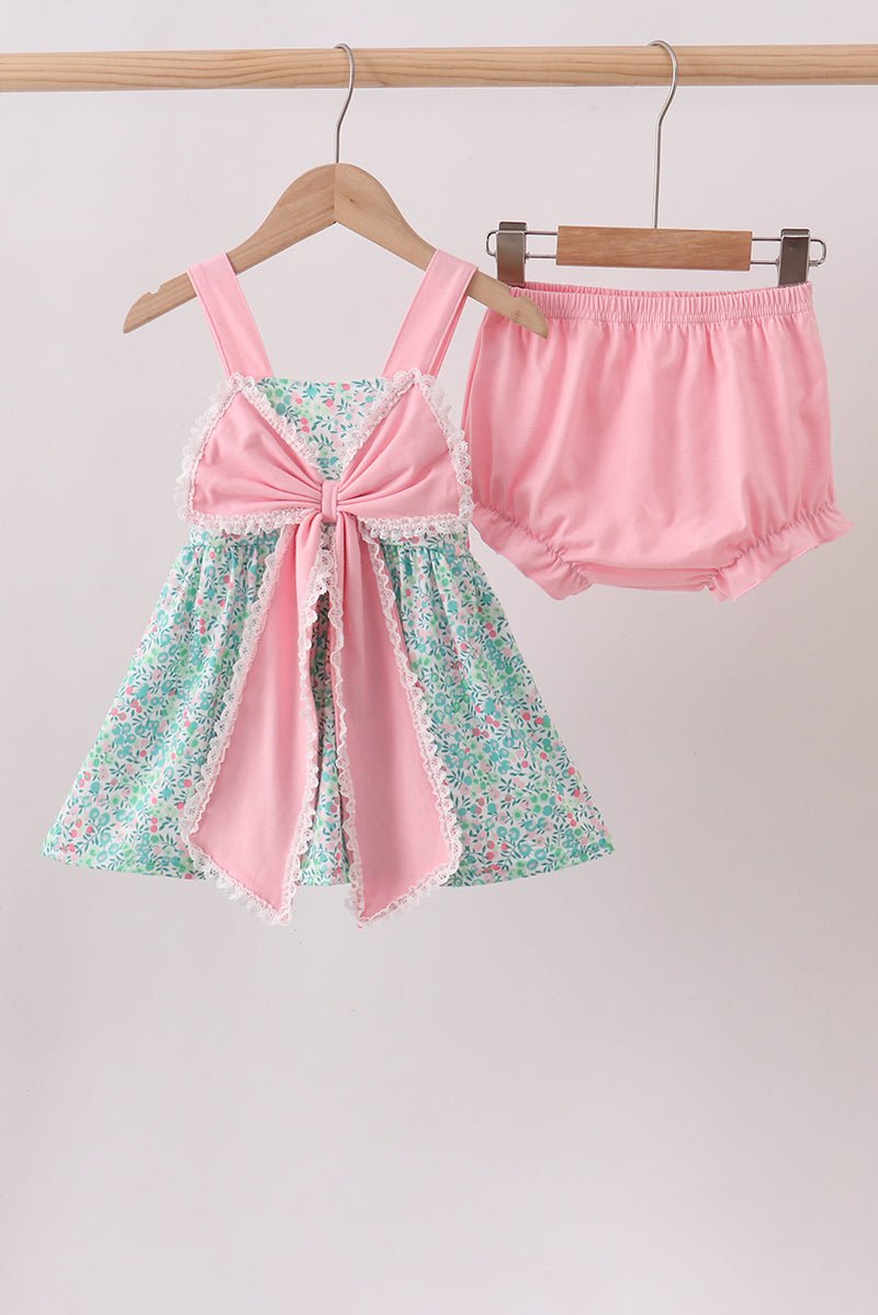 Pink Bow Floral Bloomer Set - Abbies Place