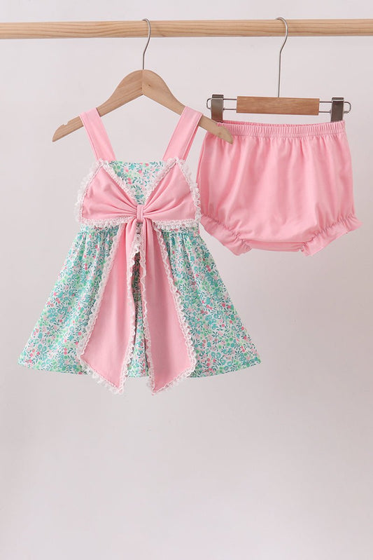 Pink Bow Floral Bloomer Set - Abbies Place