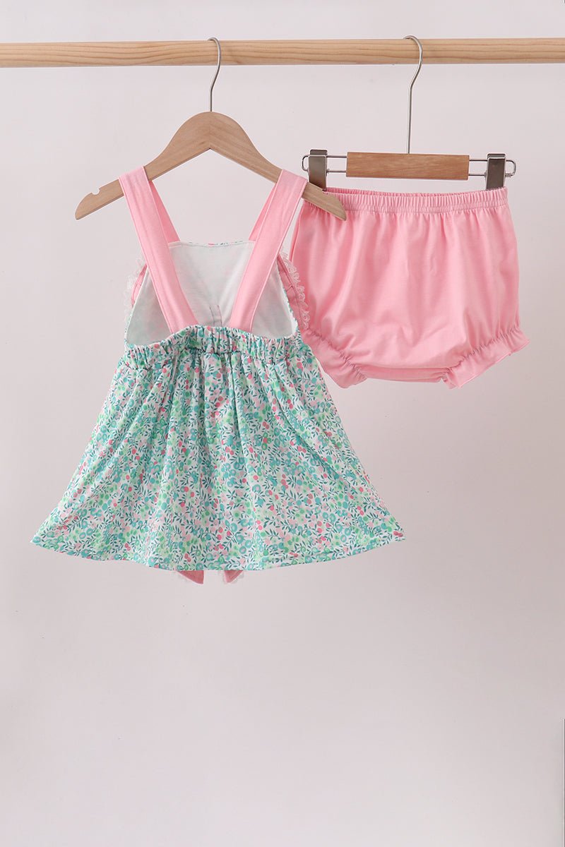 Pink Bow Floral Bloomer Set - Abbies Place