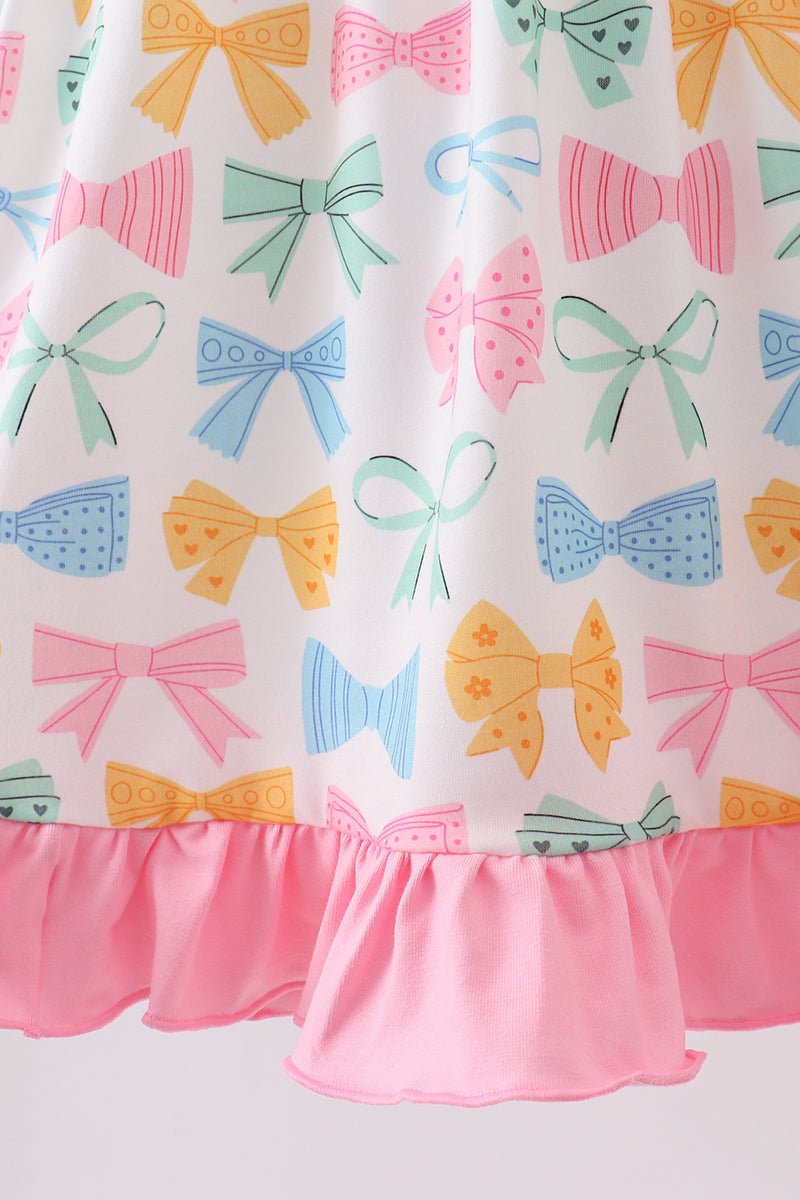 Pink bow I love MOMMY smocked ruffle dress - Abbies Place