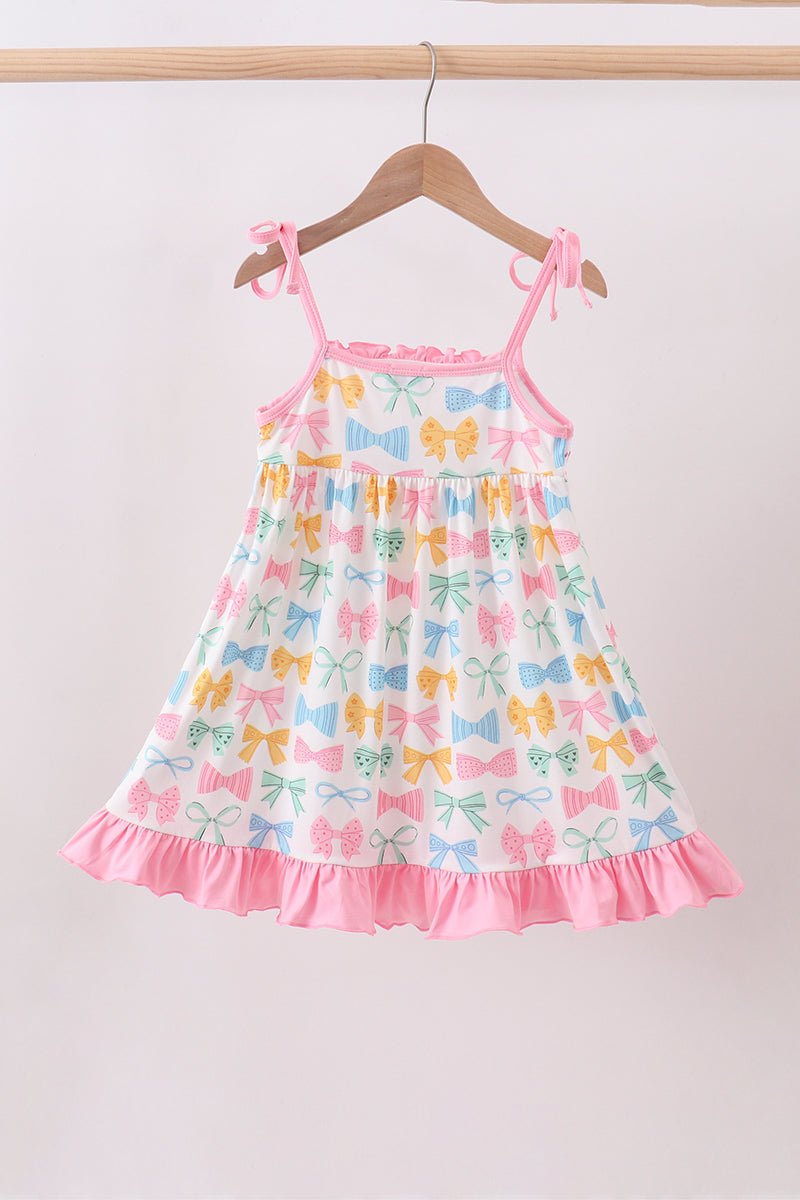 Pink bow I love MOMMY smocked ruffle dress - Abbies Place