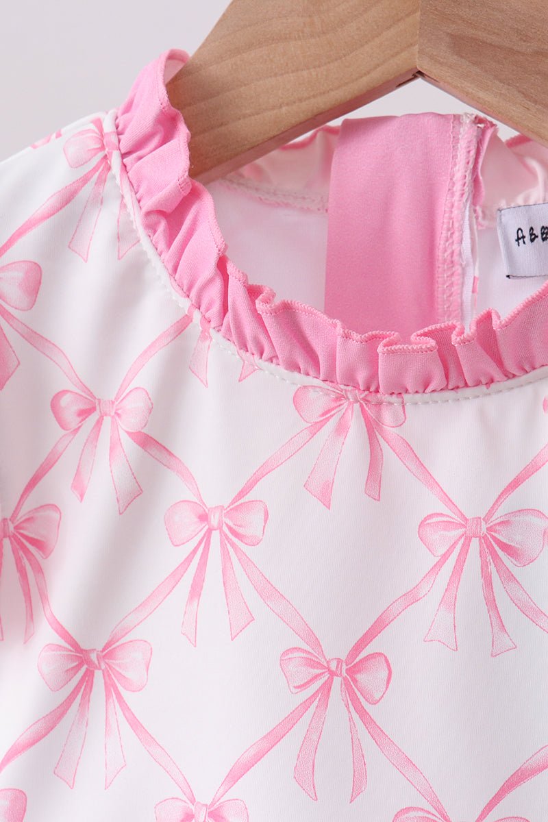 Pink bow ruffle 2pc swimsuit - Abbies Place