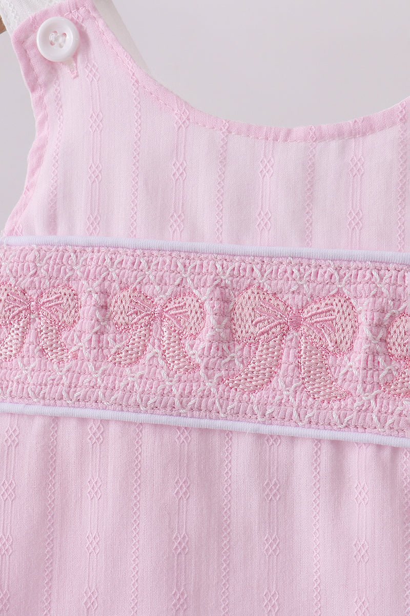 Pink bow smocked bloomer set - Abbies Place
