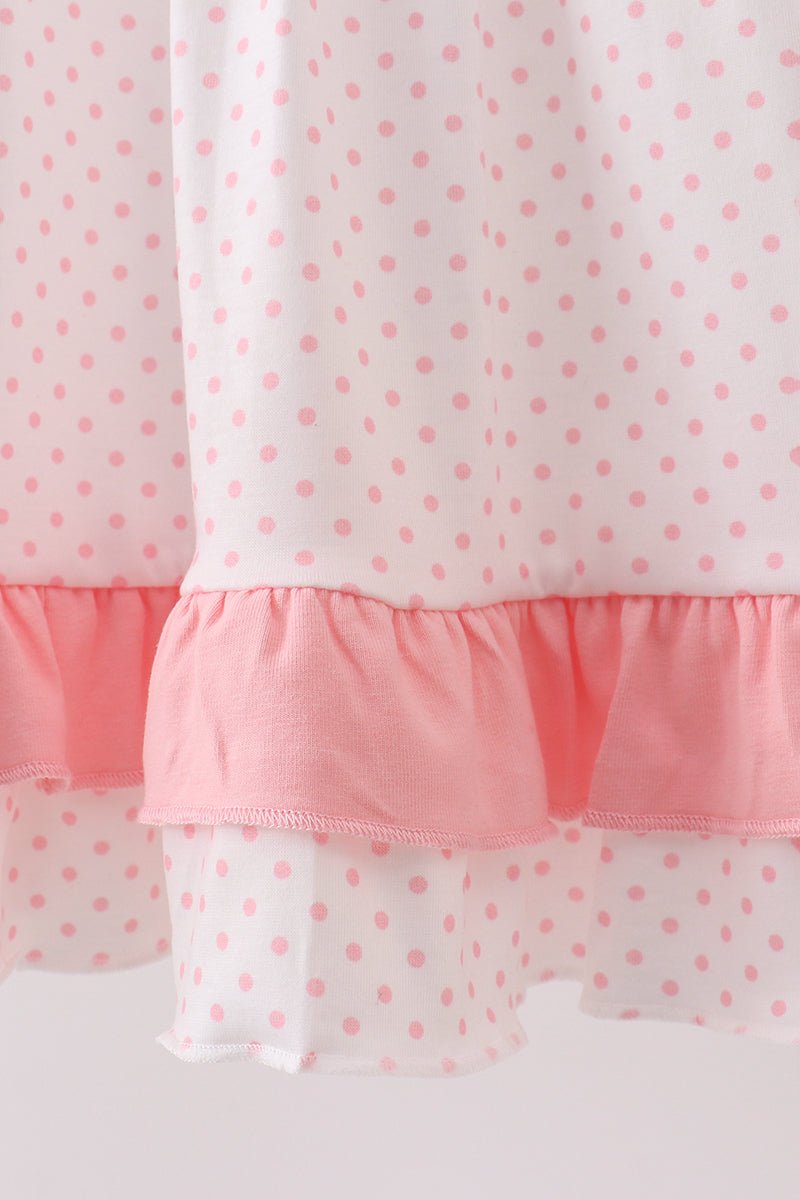 Pink bow smocked dot ruffle dress - Abbies Place