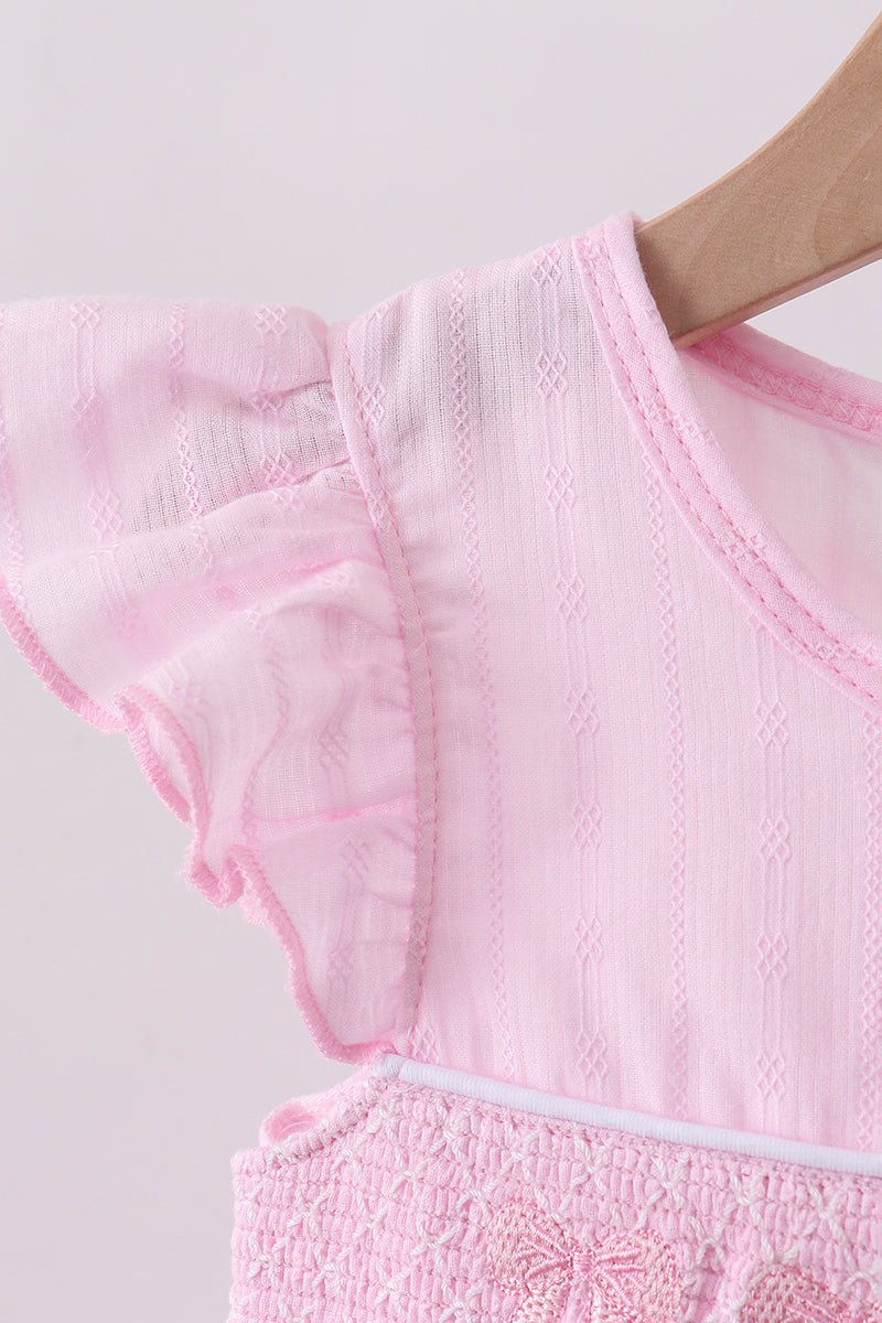 Pink bow smocked ruffle dress - Abbies Place