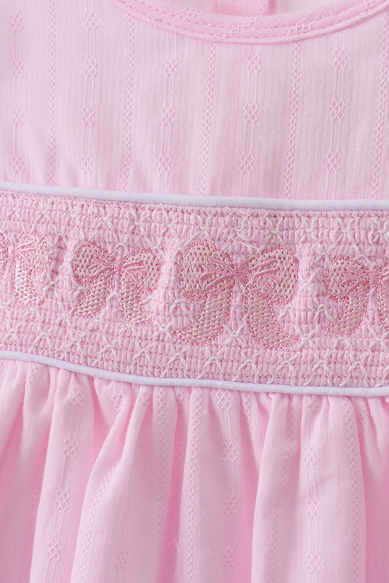 Pink bow smocked ruffle dress - Abbies Place