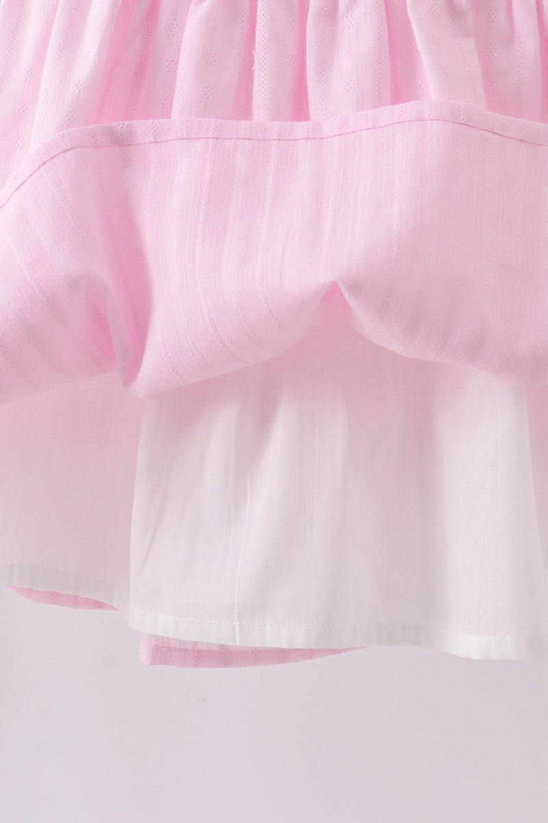 Pink bow smocked ruffle dress - Abbies Place