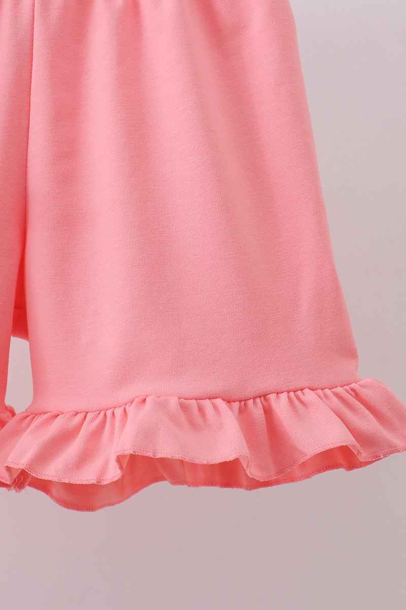 Pink bunny smocked lace collar shorts set - Abbies Place