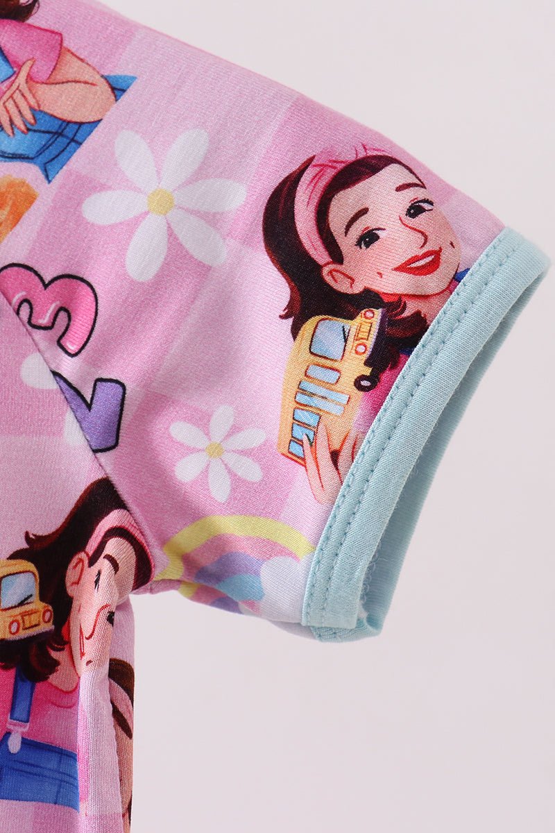 Pink Character Bamboo Romper - Abbies Place