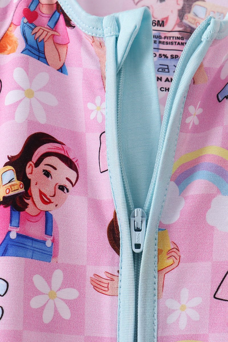 Pink Character Bamboo Romper - Abbies Place