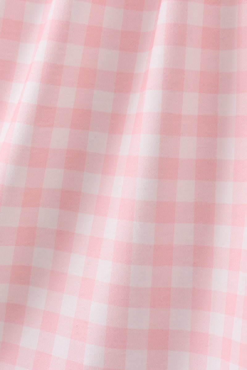 Pink character embroidery gingham dress - Abbies Place