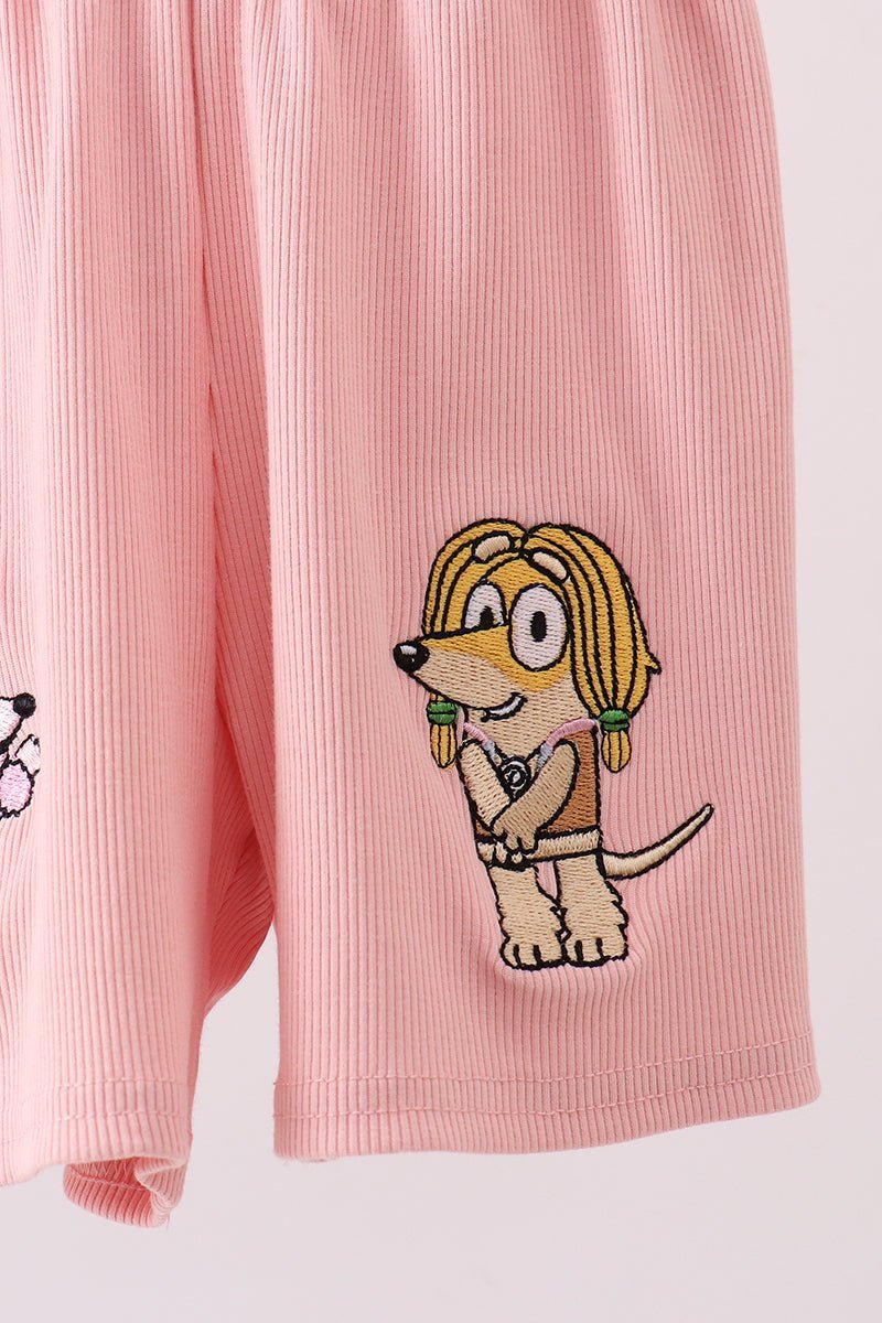 Pink character embroidery jumpsuit - Abbies Place