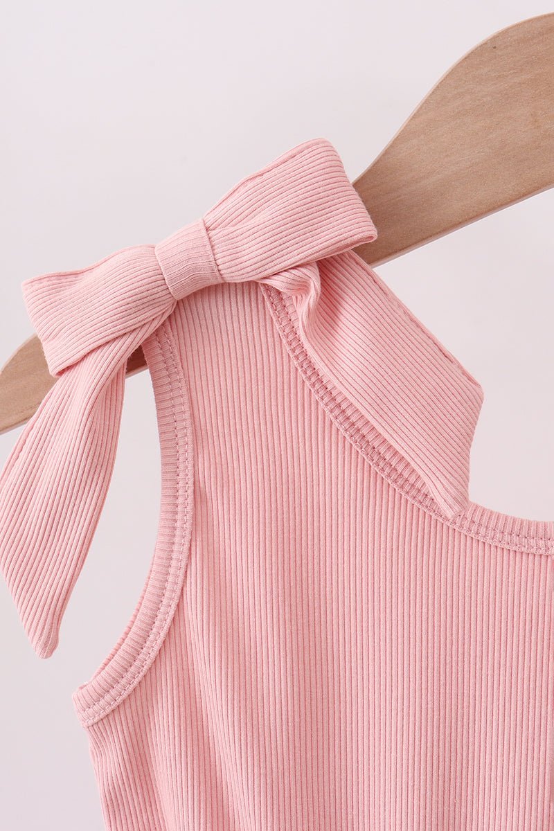 Pink character embroidery jumpsuit - Abbies Place
