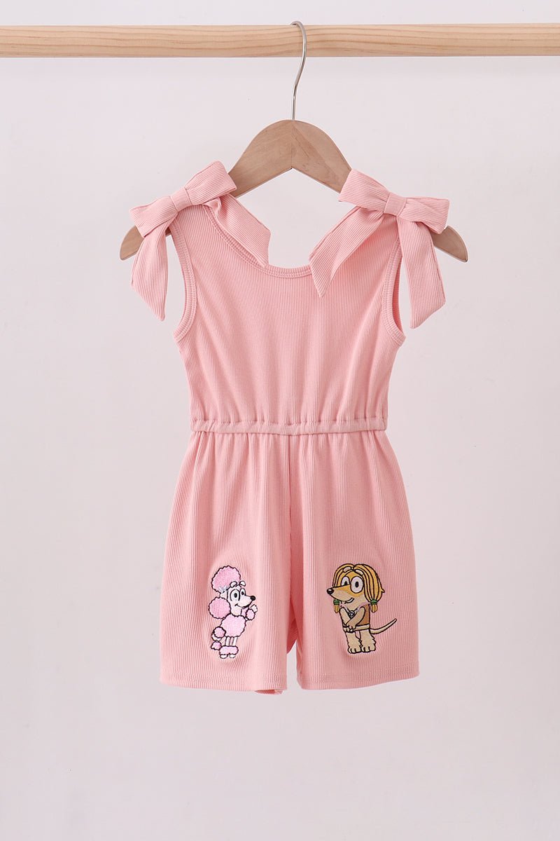Pink character embroidery jumpsuit - Abbies Place