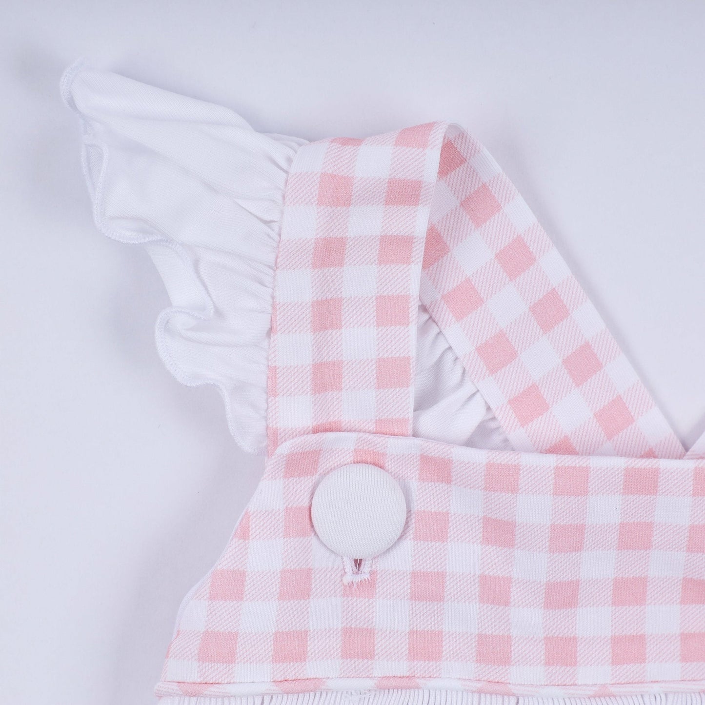 Pink character hand smocked gingham ruffle dress - Abbies Place