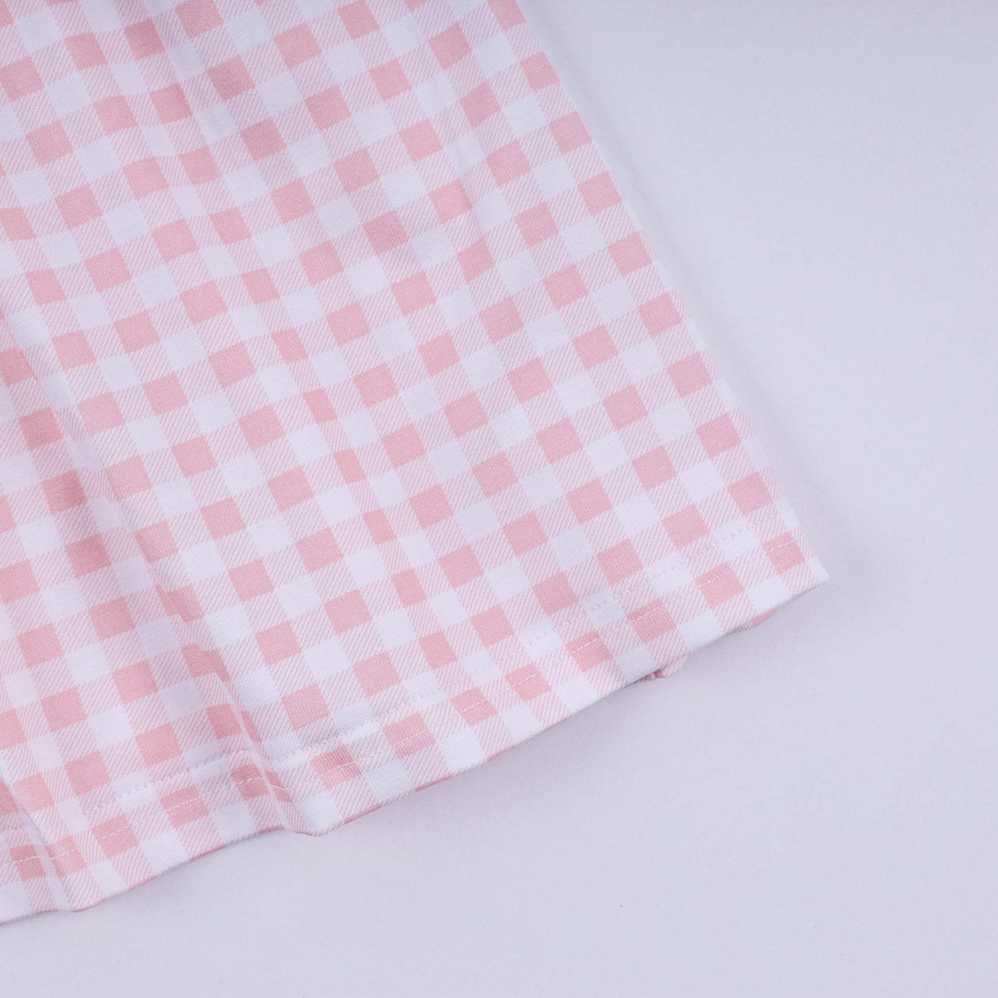 Pink character hand smocked gingham ruffle dress - Abbies Place
