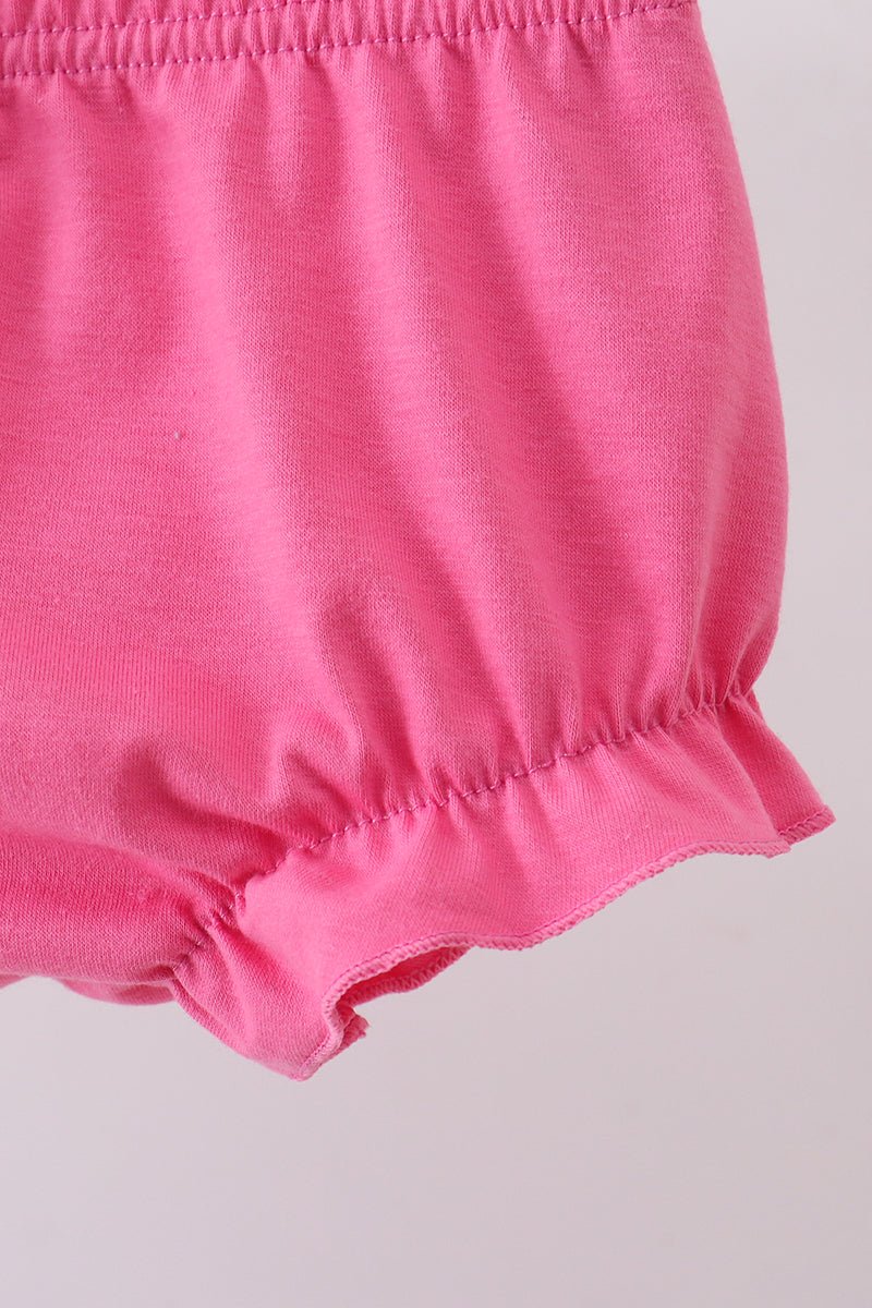 Pink character smocked ruffle bloomer set - Abbies Place