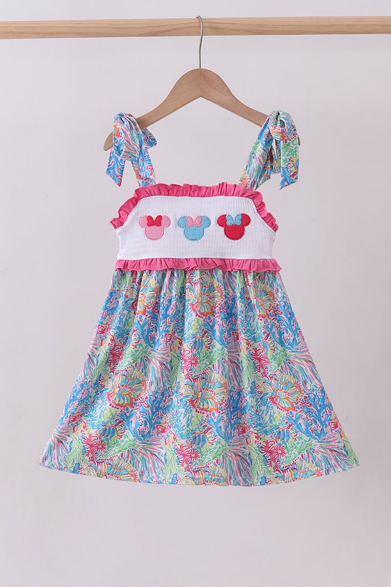 Pink character smocked ruffle dress - Abbies Place