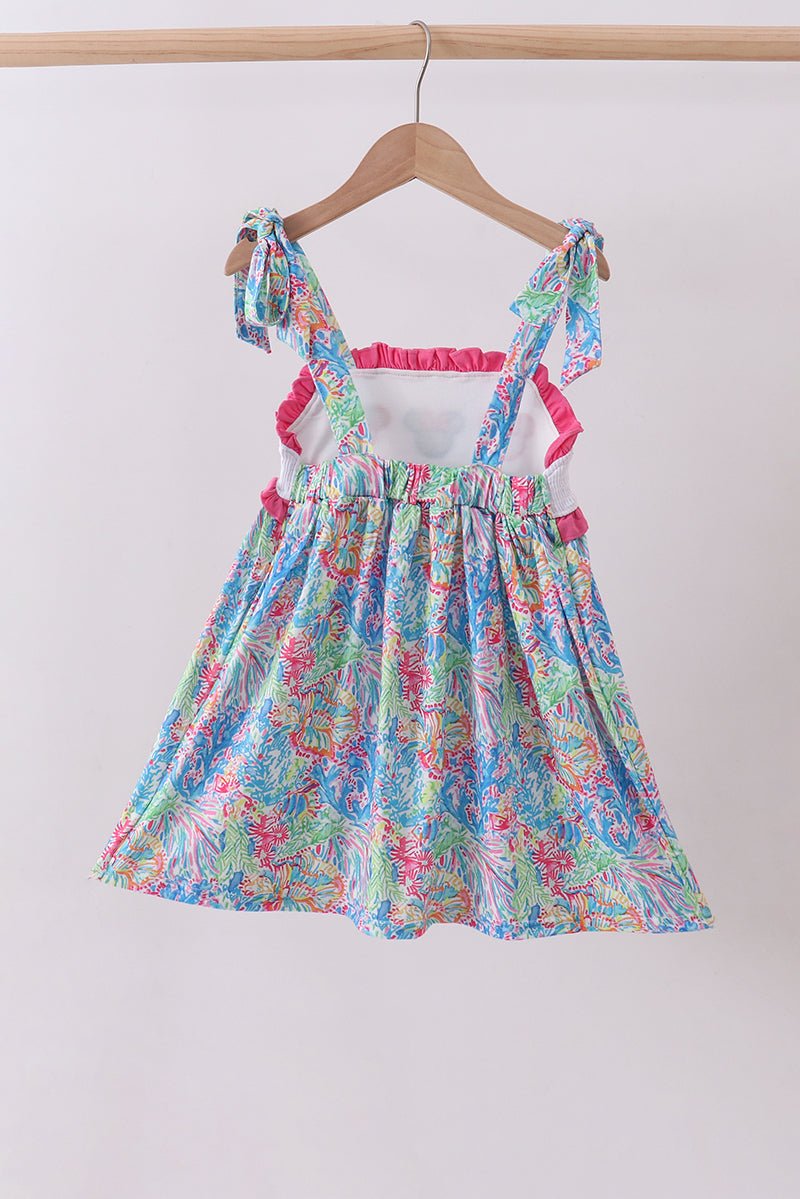 Pink character smocked ruffle dress - Abbies Place